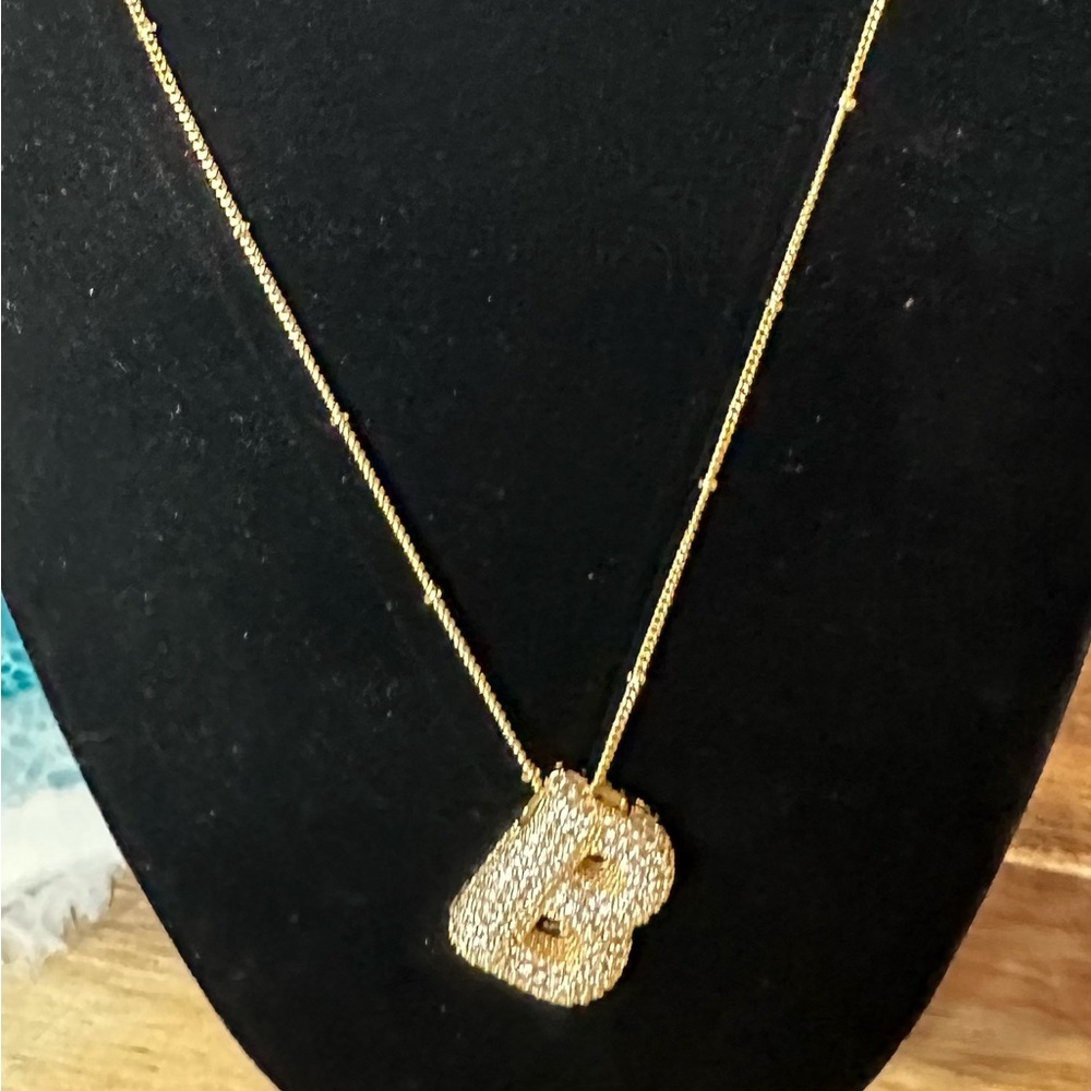 Sparkling Gold Letter B Necklace